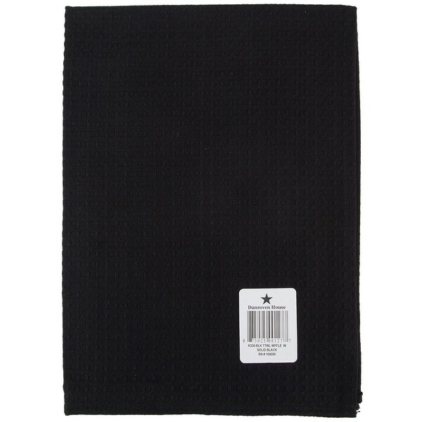 Waffle Weave Tea Towel 20"X28"-Black - Black