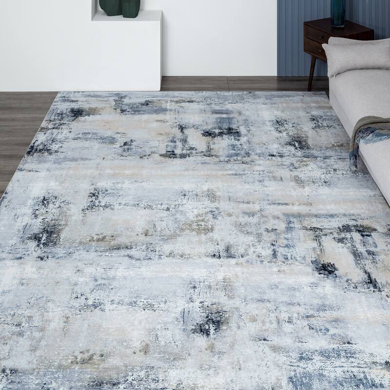 Abstract Grey/Blue Area Rug