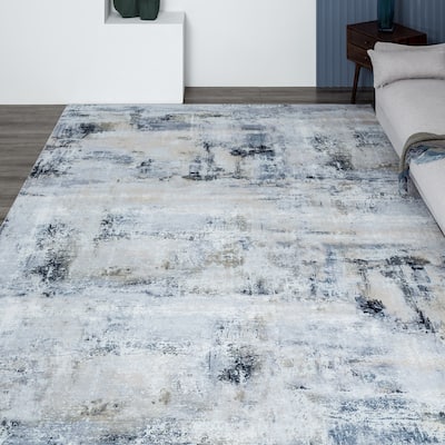Abstract Grey/Blue Area Rug