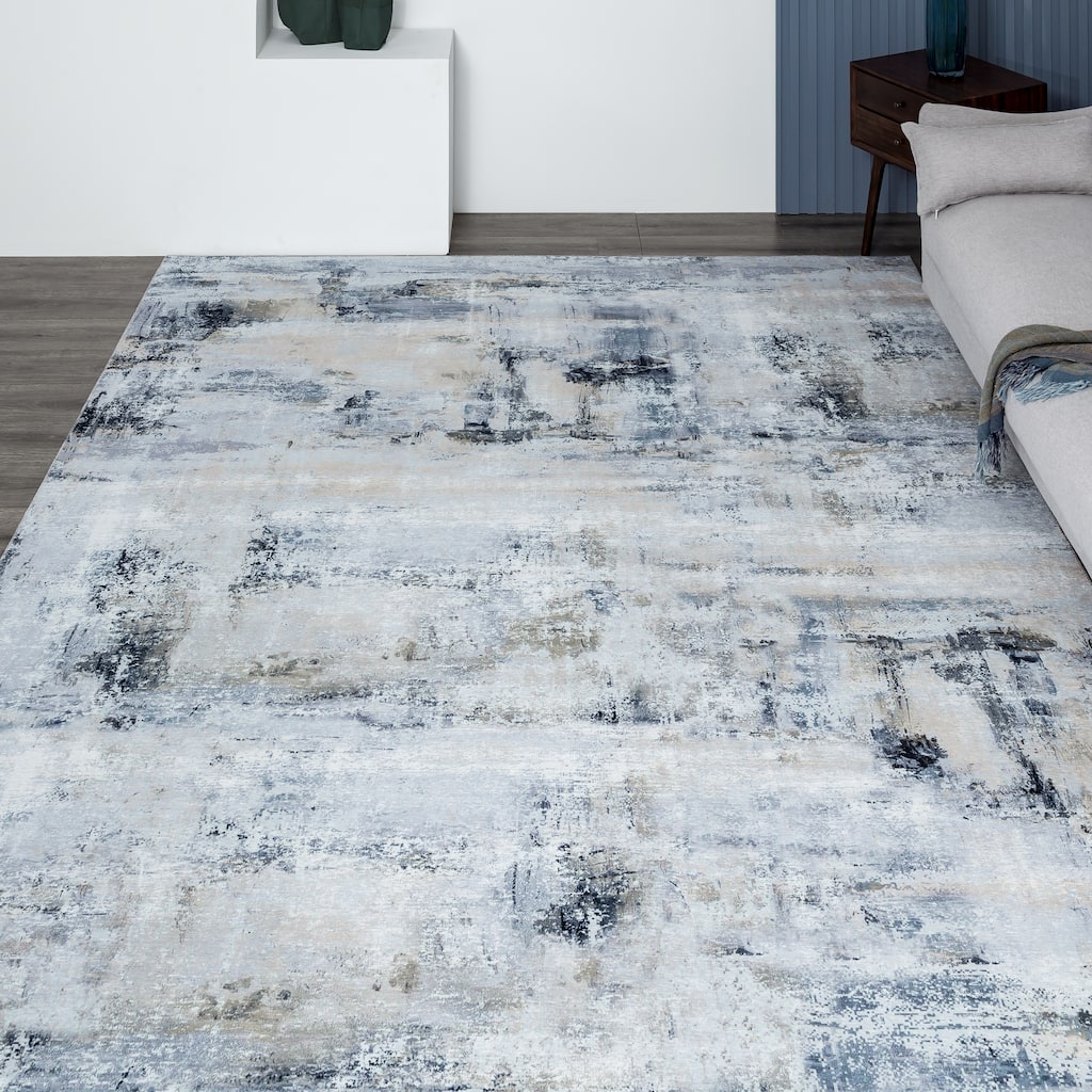 Abstract Grey/Blue Area Rug