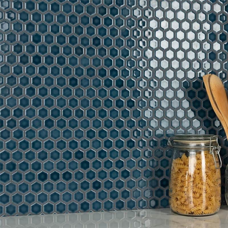 Merola Tile Tribeca 1" Hex Glacier Blue 10-1/4" x 11-7/8" Porcelain Floor and Wall Tile
