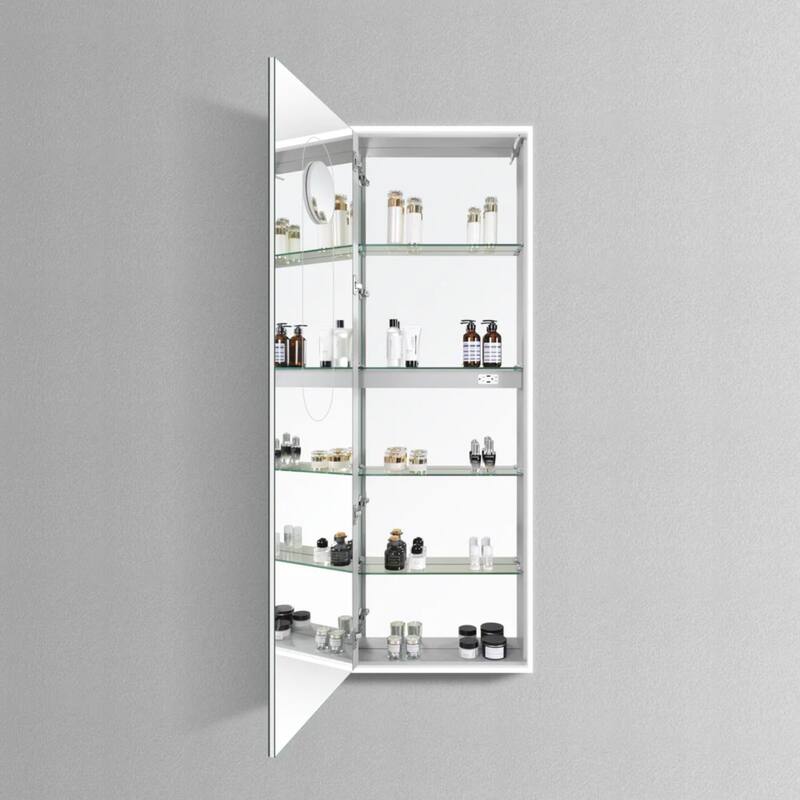 Modern Mirrors Atlas Illuminated Cabinet Vanity Mirror - Wall Mounted Mirrored Door Cabinet for Bathroom - 70*23