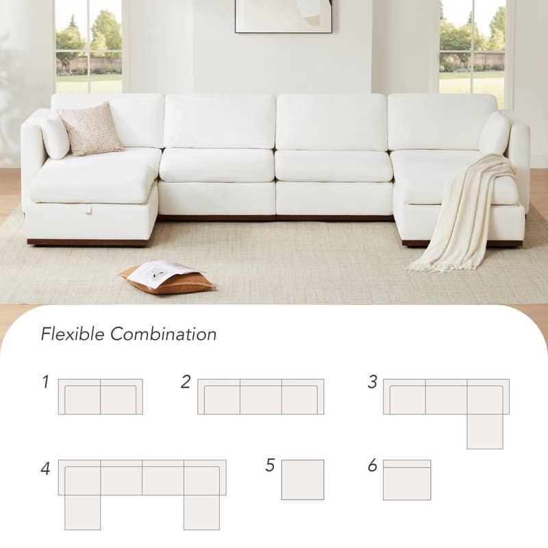 Donna Oversized Modular Sectional Fabric Sofa with Upgraded Wood Base