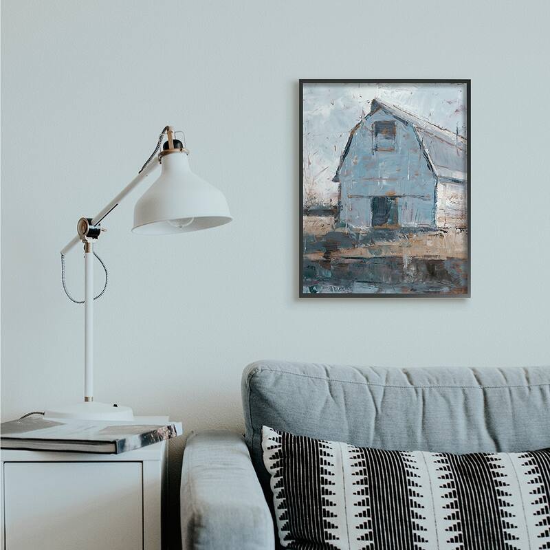 Stupell Abstract Distressed White Barn Farm Architecture Framed Giclee Texturized Art by Ethan Harper