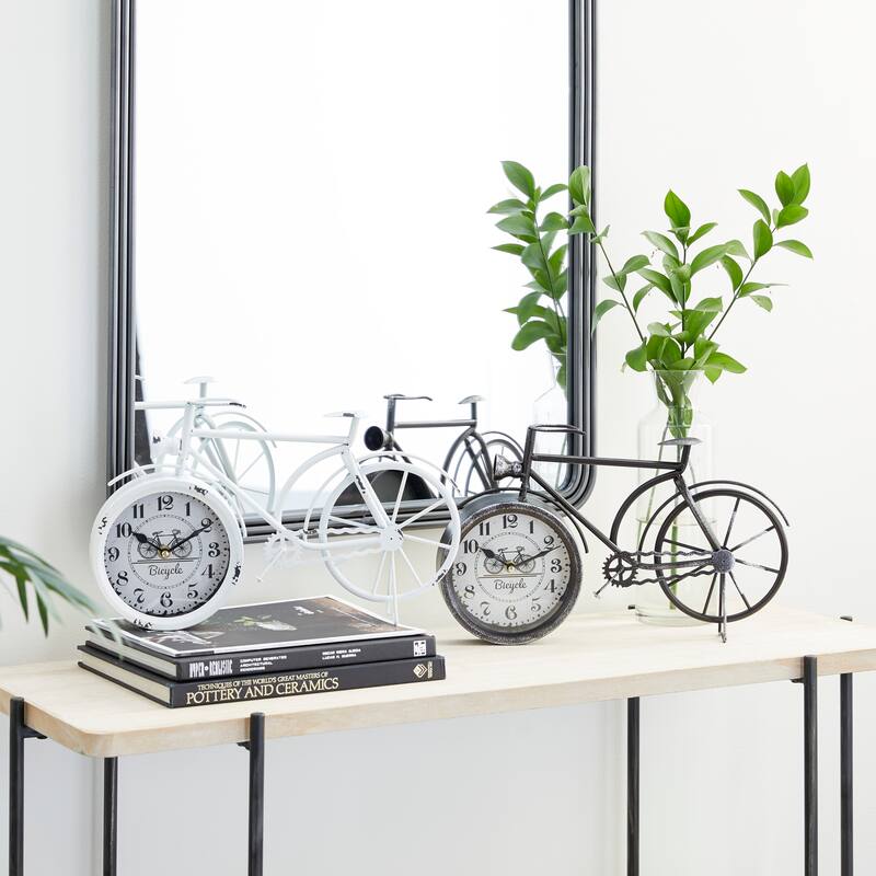 Black Metal Bike Decorative Clock (Set of 2) - 15 x 2 x 9