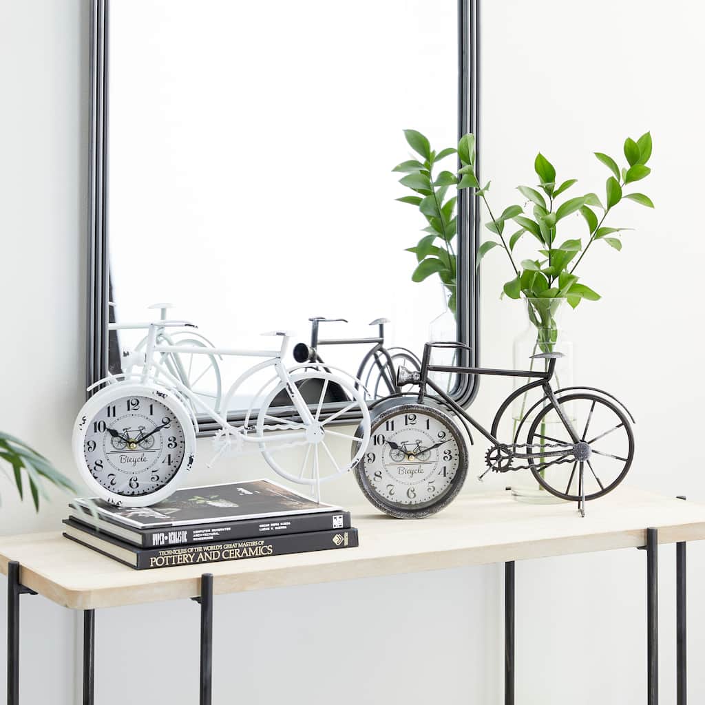 Black Metal Bike Decorative Clock (Set of 2) - 15 x 2 x 9