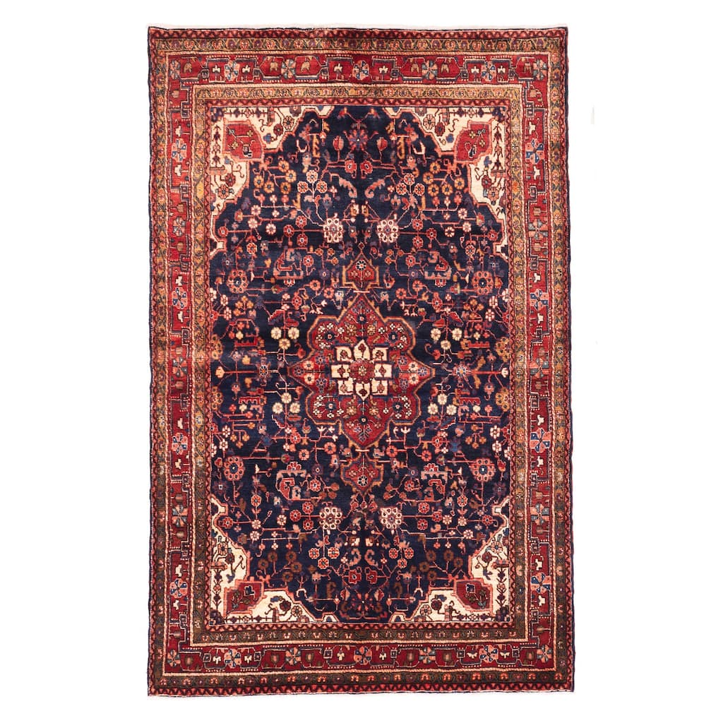 ECARPETGALLERY Hand-knotted Anatolian Vintage Dark Navy Wool Rug - 5'9 x 9'0