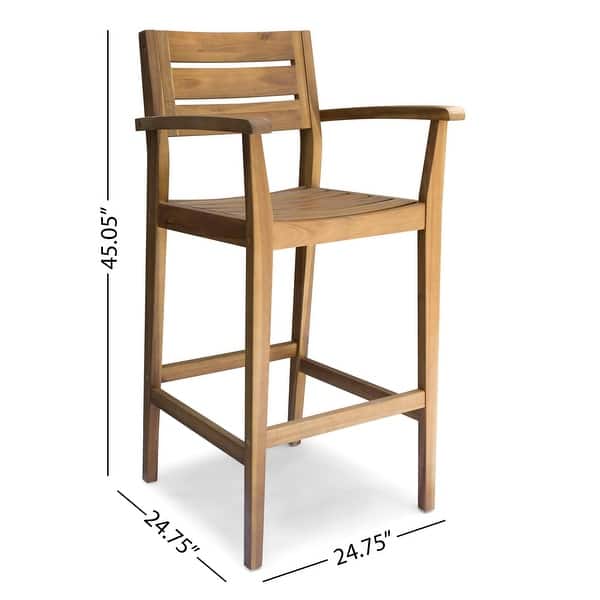 dimension image slide 0 of 2, Stamford Outdoor Acacia Barstool (Set of 4) by Christopher Knight Home