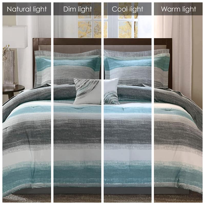 Madison Park Essentials Barret Aqua Comforter Set with Cotton Bed Sheets