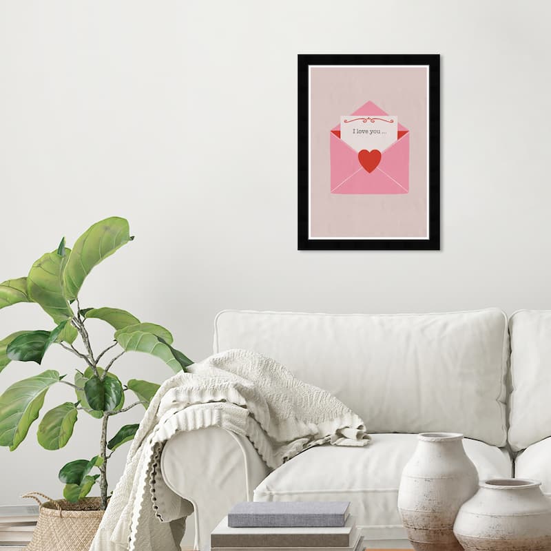 Wynwood Studio Prints Typography Quotes Love Letter II Pink Wall Art - Black