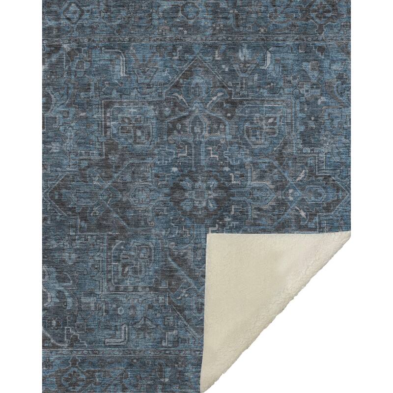 Premium Machine Washable Traditional Persian Sherpa Throw Blanket