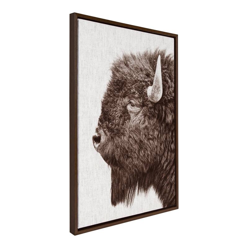 Kate and Laurel Sylvie Bison Profile Woven Linen by Amy Peterson - 23x33 - Walnut