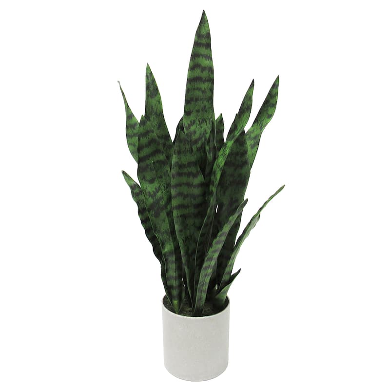 Artificial Sansevieria Snake Plant in Grey Pot - 25" H x 11" W x 11" DP - Green