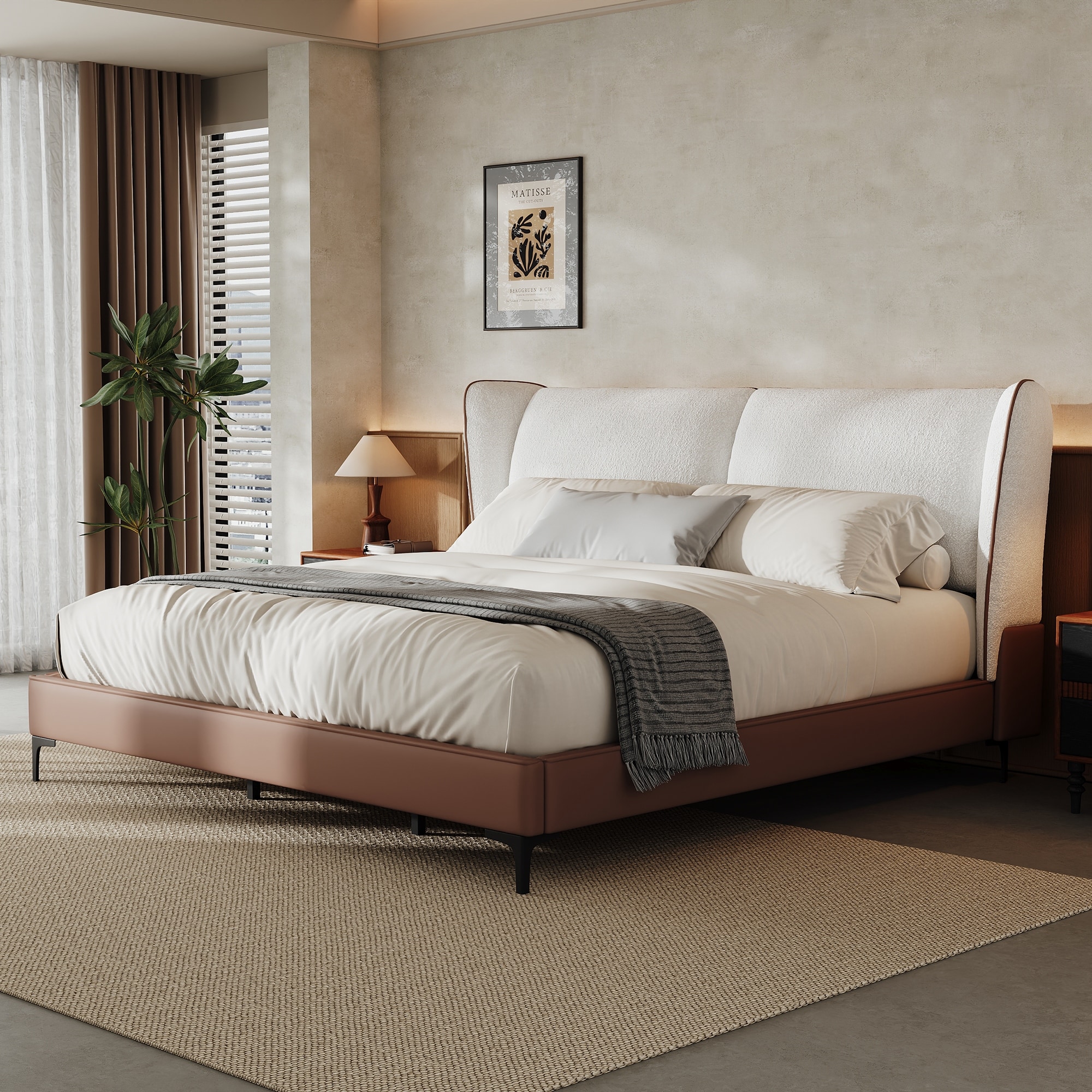 Christopher Knight Home - Nimbus Modern Upholstered Platform Bed with Wingback Headboard