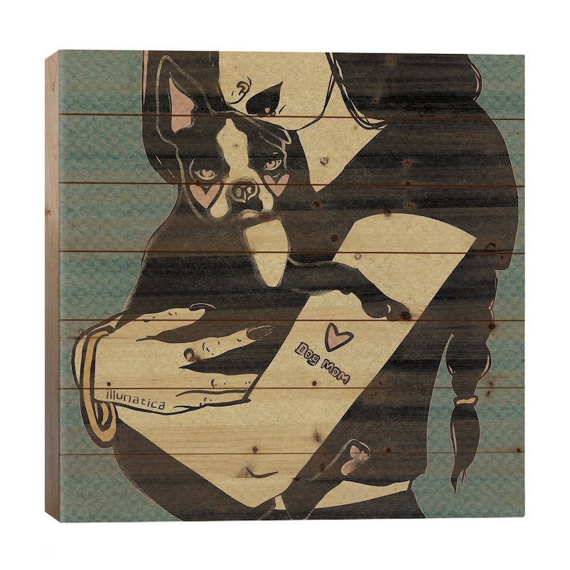 Dog Mum Print On Wood by Illunatica - Multi-Color - 26x26x1.5