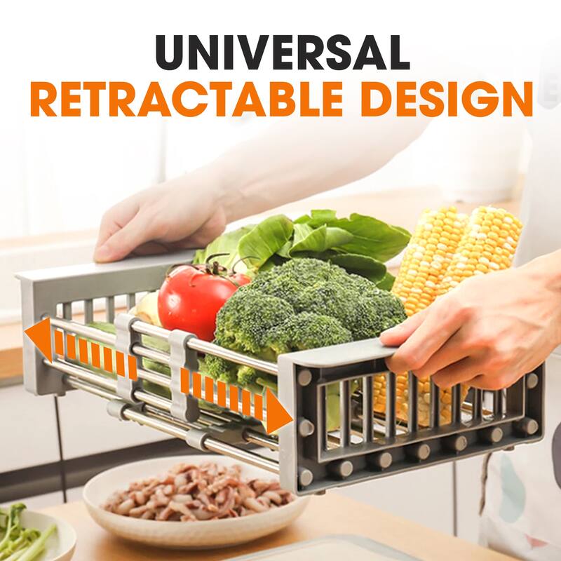 Cheer Collection Sink Drying Rack - Over The Sink Retractable Sink Strainer