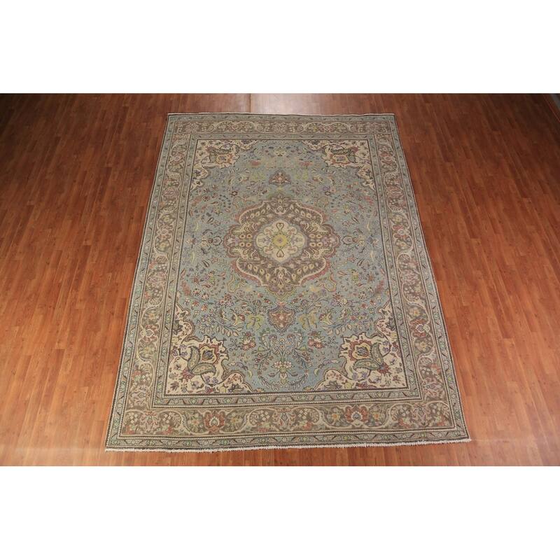 Medallion Tabriz Persian Area Rug Bedroom Hand-Knotted Wool Carpet - 8'6"x 11'8"
