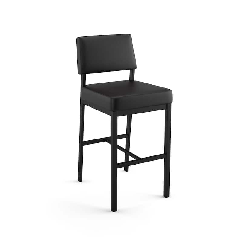 Amisco Avery Counter and Bar Stool - Black Faux Leather / Black Metal - Counter Height
