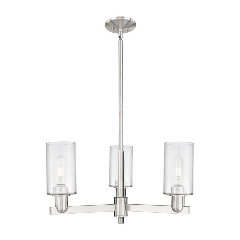 Innovations Lighting Endless Possibilities Arcadia - Clymer - 3 Light 26" Stem Hung Chandelier - Clear/Satin Nickel