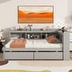 preview thumbnail 3 of 43, Wood Platform Bed with L-shaped Bookcases and Drawers