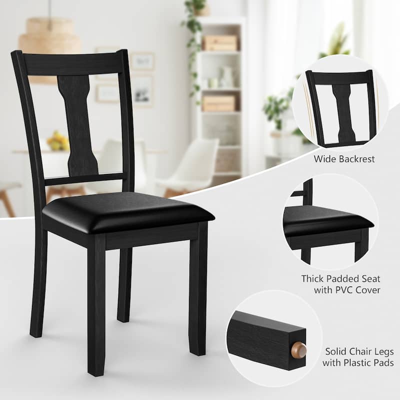 Set of 2 Dining Room Chair Coffee Rubber Wood Frame and Upholstered - See details