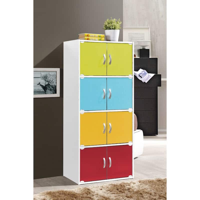 54" Yellow and Green Multi-Purpose Bookcase Cabinet with Shelves