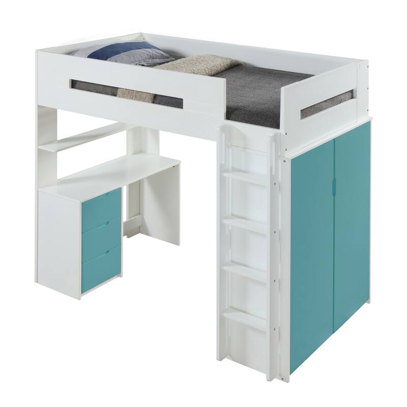 Spivey Twin Loft Bed with Built-in Desk