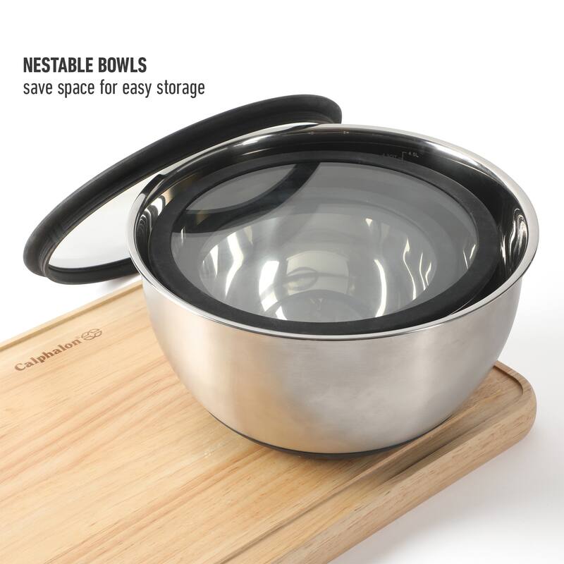 Calphalon Orbit 3 Piece Mixing Bowl Set W/ Lid