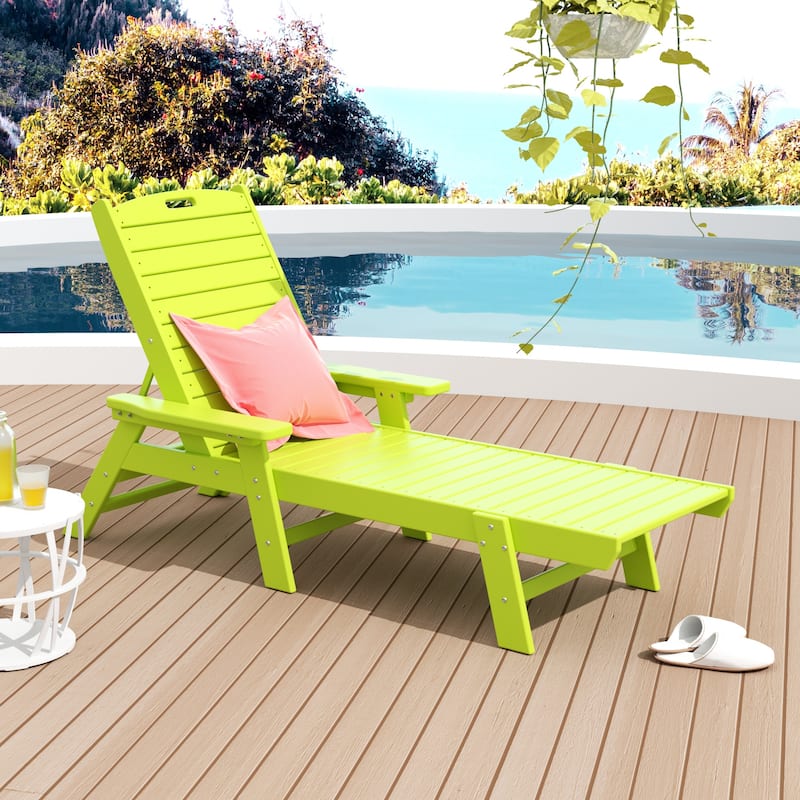 Laguna Hdpe All Weather Outdoor Patio Pool Reclining Chaise Lounge - Lime Green