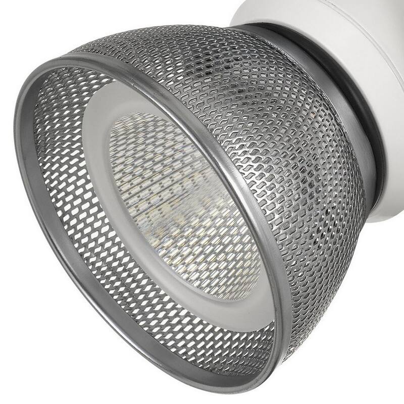 10W Integrated LED Metal Track Fixture with Mesh Head, White and Silver