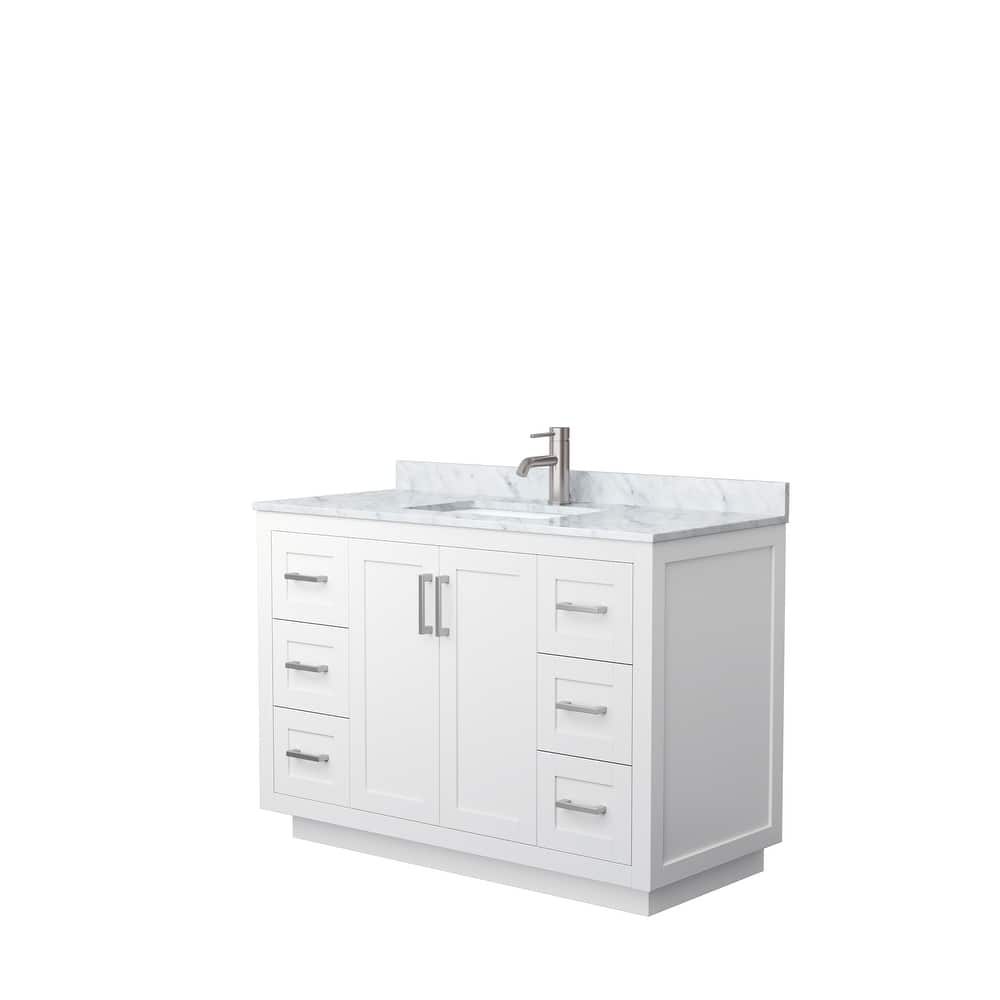 Miranda Single Vanity Set, White Carrara Marble Top, No Mirror