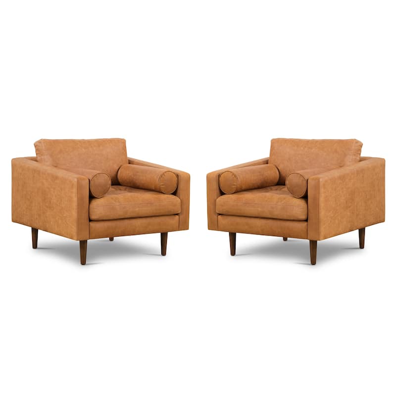 Poly & Bark Napa Lounge Chair (Set of 2) - Full Grain Genuine Italian Leather