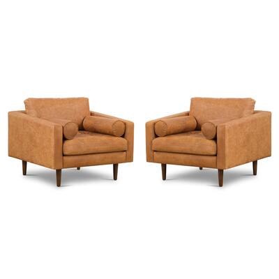 Poly & Bark Napa Lounge Chair (Set of 2) - Full Grain Genuine Italian Leather