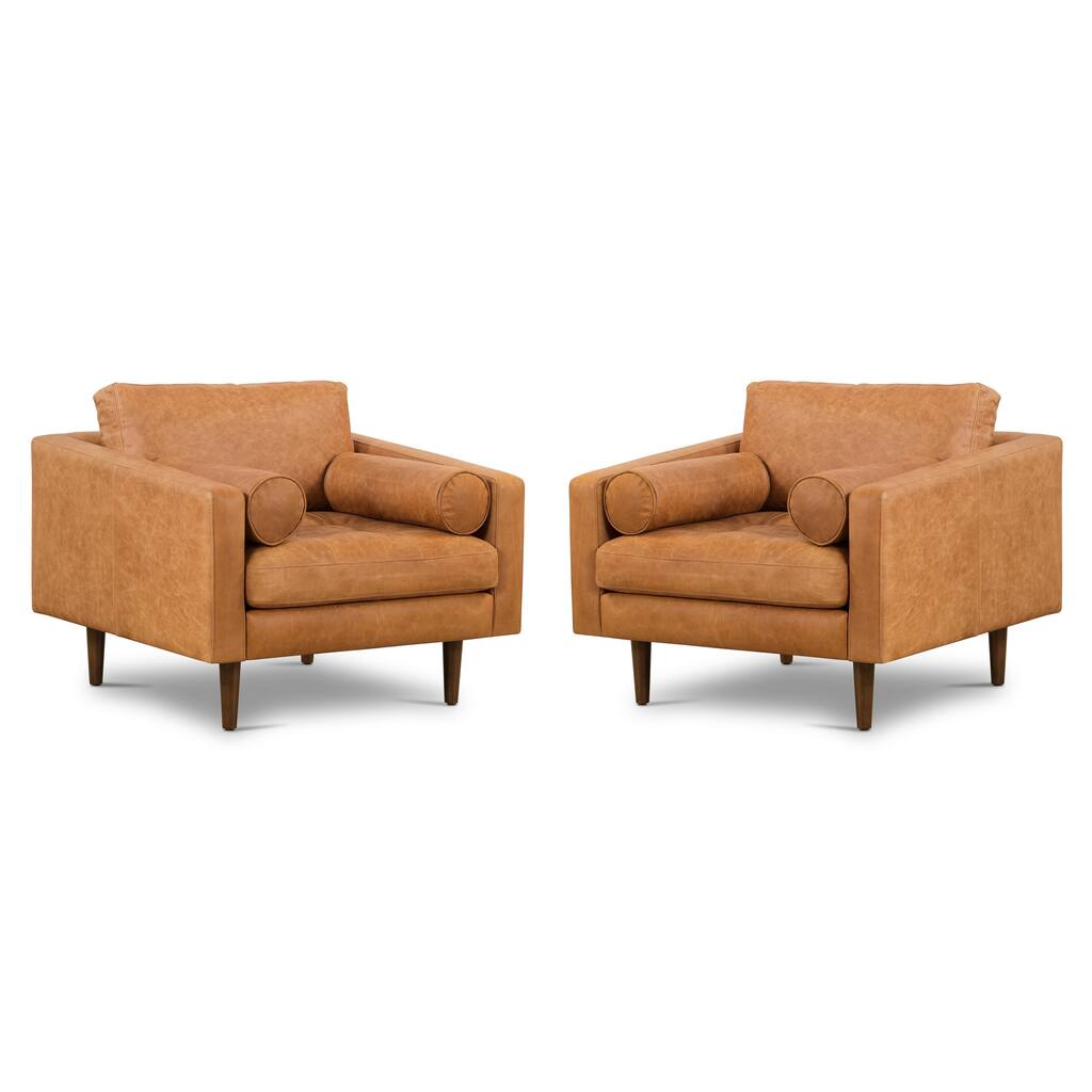 Poly & Bark Napa Lounge Chair (Set of 2) - Full Grain Genuine Italian Leather