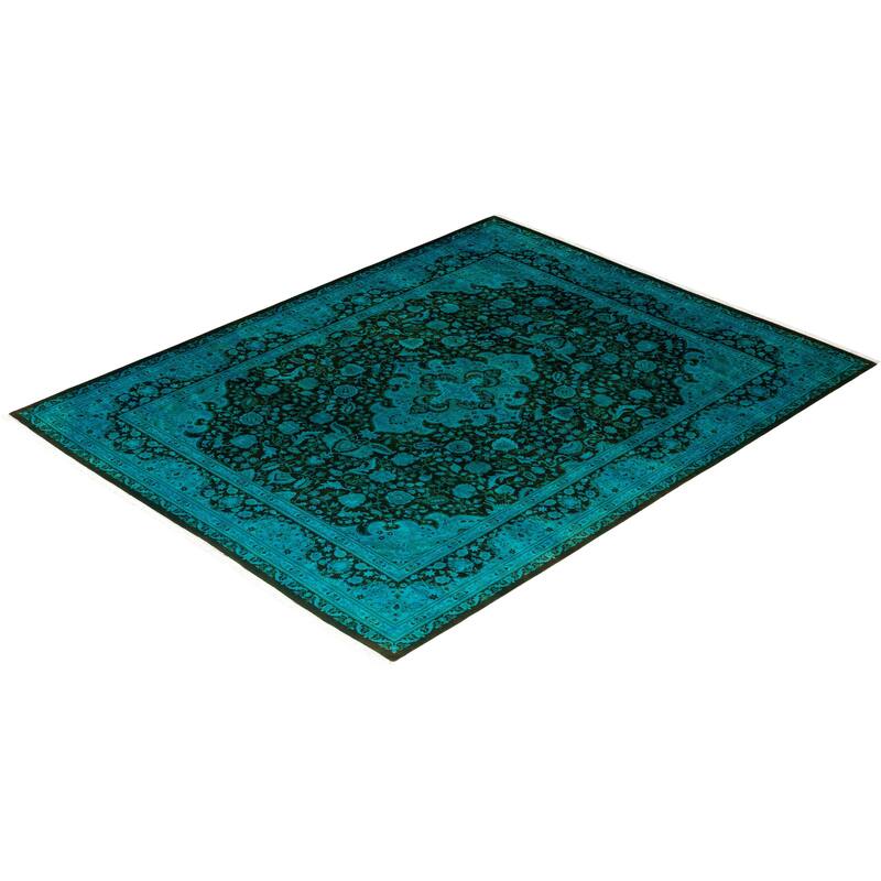Overdyed, One-of-a-Kind Hand-Knotted Area Rug - Blue - 8' 2" x 10' 3"