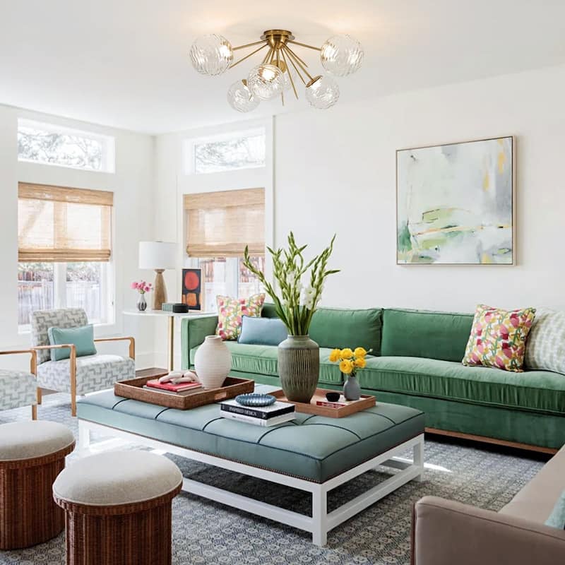 Sculptural Textured Glass Globe Dimmable LED Sputnik Ceiling Light