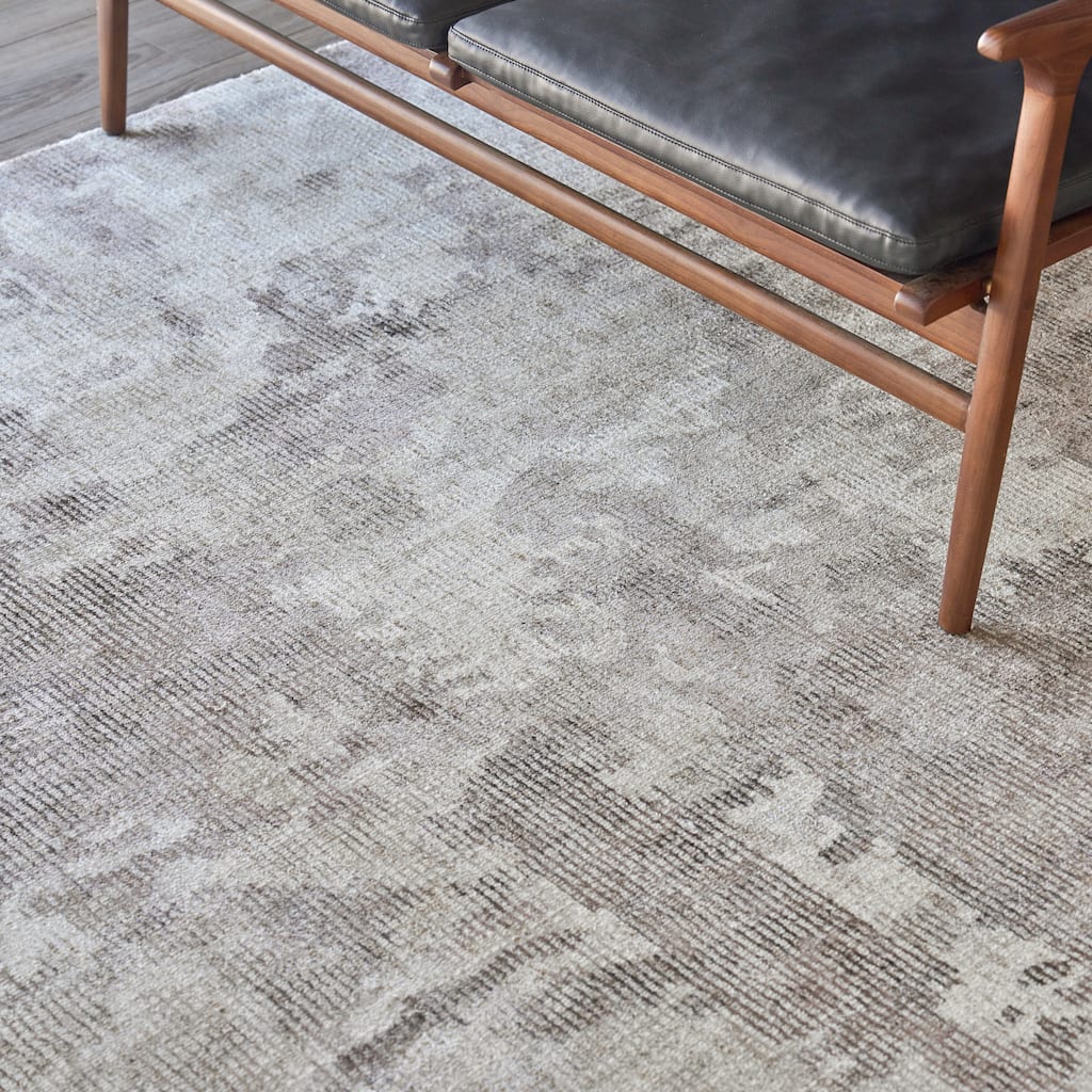 EXQUISITE RUGS Mineral Hand-loomed Wool/Bamboo Silk Brown Area Rug.