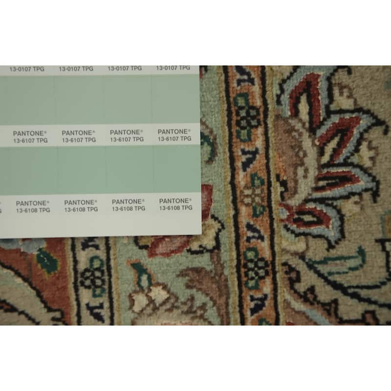Hand Knotted Oriental 100% Wool Carpet Traditional Floral Beige & Ivories Tabriz Area Rug - 11' 9'' X 8' 2''