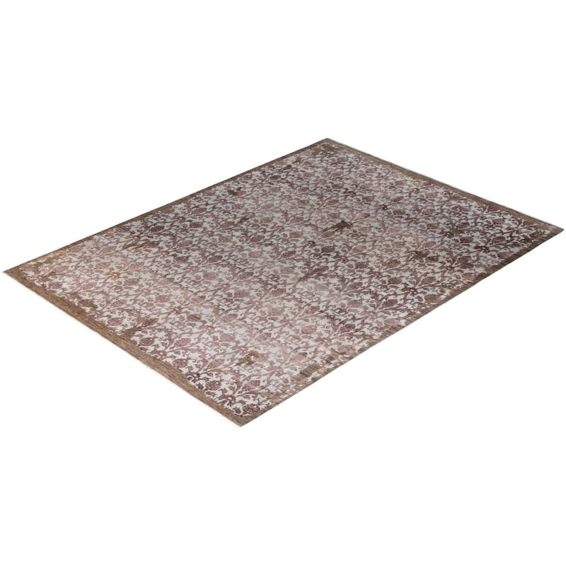 Ikat One-of-a-Kind Hand-Knotted Area Rug, Brown - 9' 1" x 12' 1"