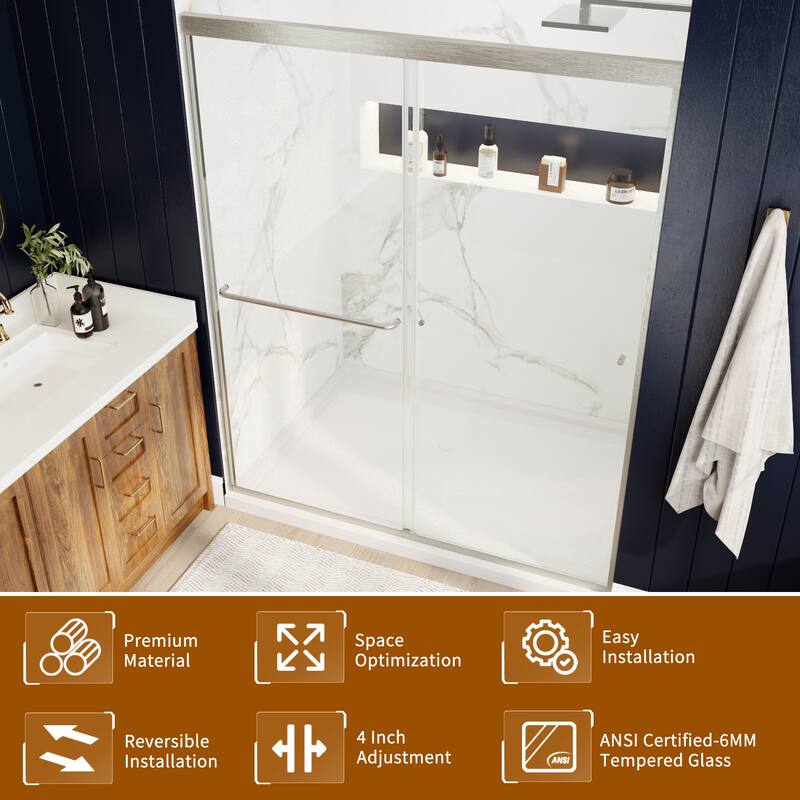 Modland 56-60''x 72'' Glass Shower Door - 56''-60''x 72''