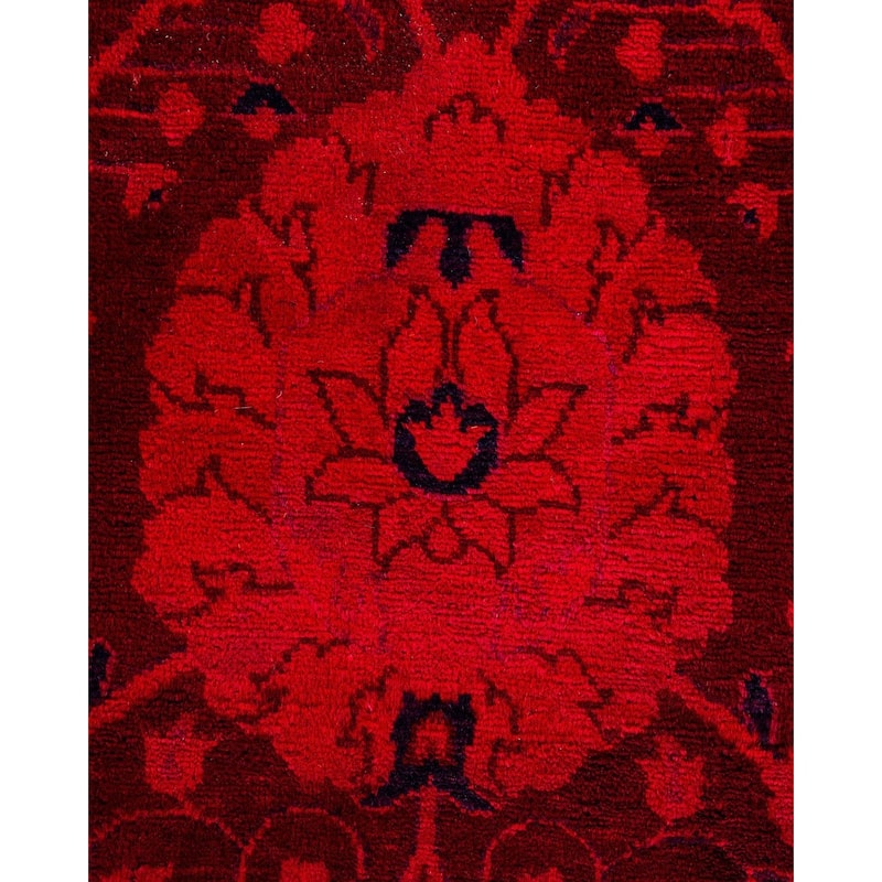 Overton Hand Knotted Wool Vintage Inspired Modern Contemporary Overdyed Pink Area Rug - 6' 1" x 9' 2"