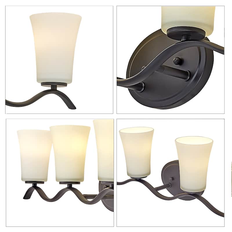 4 Lt Mount Bathroom light with white glass and gold finish