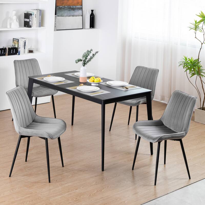 XINMICS Mid-century Modern Dining Chairs, Velvet Upholstered Metal Side Chair, Set of 2/4/6 - set of 4 - Grey