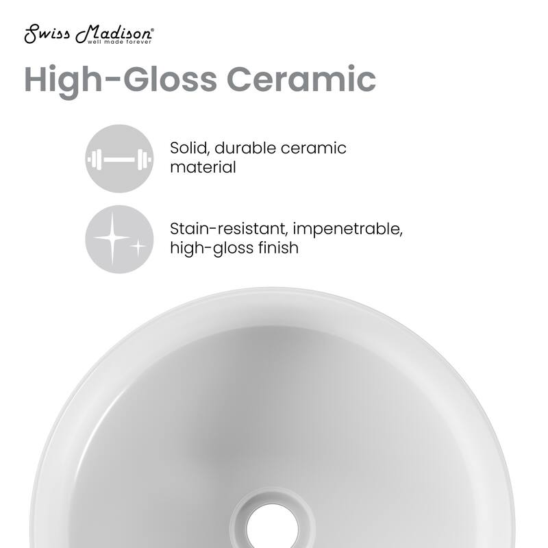 Swiss Madison SM-VS341 Adour 16-1/8" Circular Ceramic Vessel Bathroom