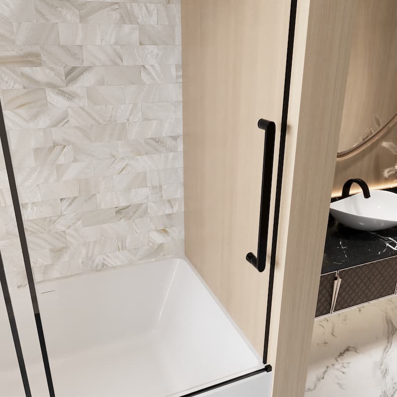 60 "W x 60" H Frameless Single Sliding Shower Door with Stainless Steel Handle - 60'' x 0.38'' x 60''