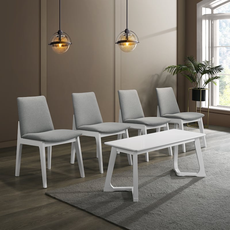 CraftPorch Midcentury Modern Upholstered Dining Chair and Wooden Bench