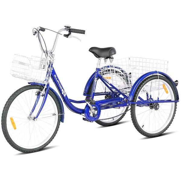 24 Single Speed 3 Wheel Bicycle Adult Tricycle Seat Blue On Sale Overstock 28433381
