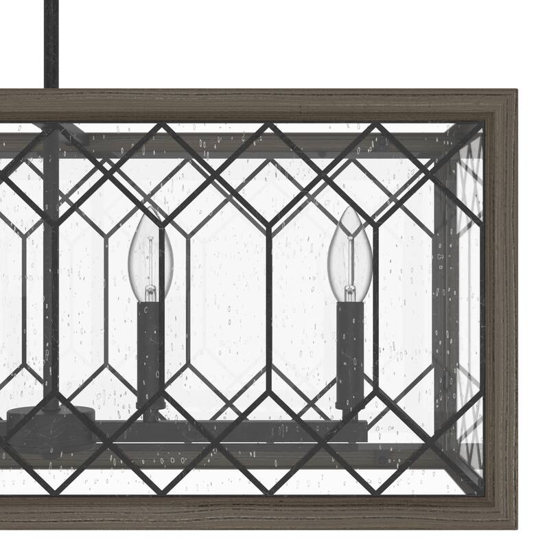 Hunter Chevron 6-Light Linear Chandelier - Dining Room, Island - Farmhouse, Transitional, Rustic, Lattice