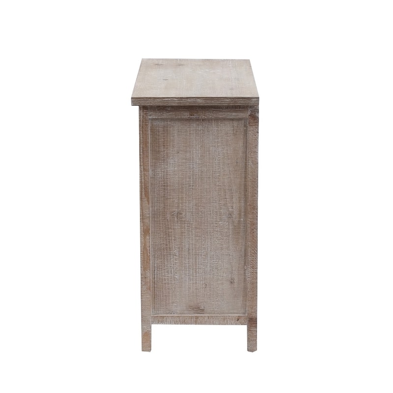 Rustic Natural and Whitewashed Wood Floral 3-Drawer Chest - 30.5" H x 28.5" W x 14.25" D