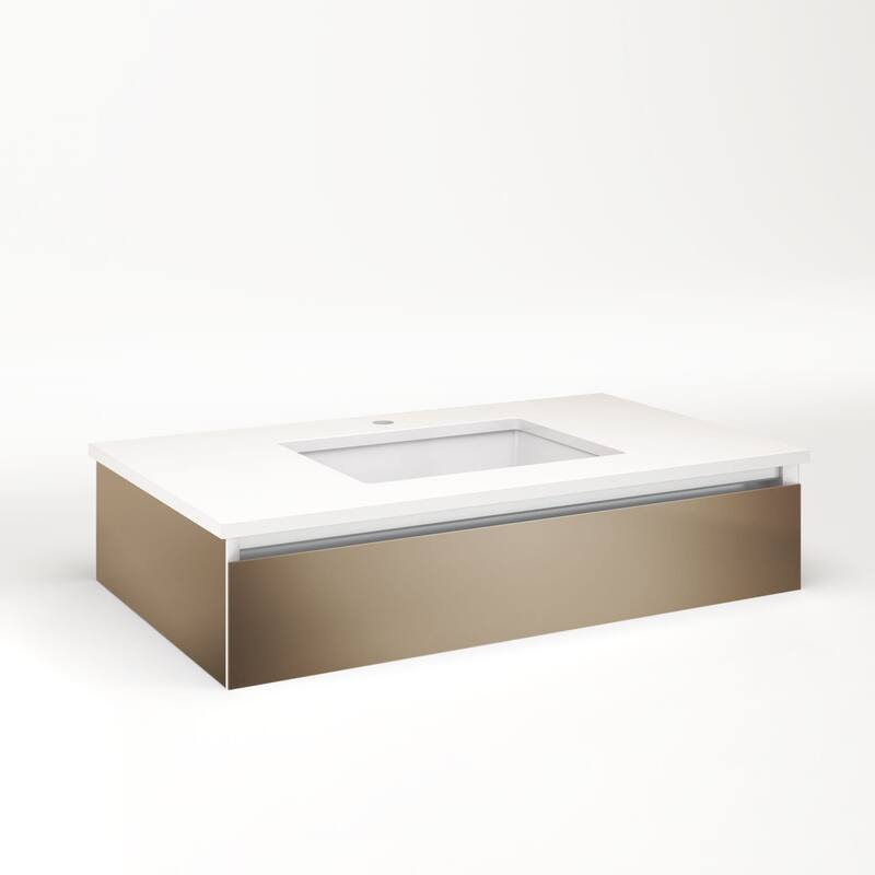 Robern Cartesian 36" x 7-1/2" Vanity with Night Light and Plumbing - Satin Bronze - Bronze Finish